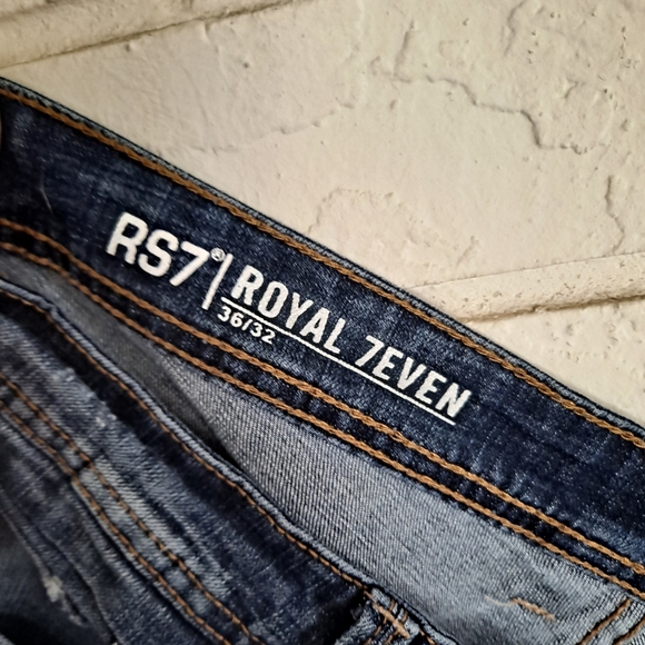 RS7 dark wash distressed skinny leg jeans, 36x32 - Picture 2 of 2